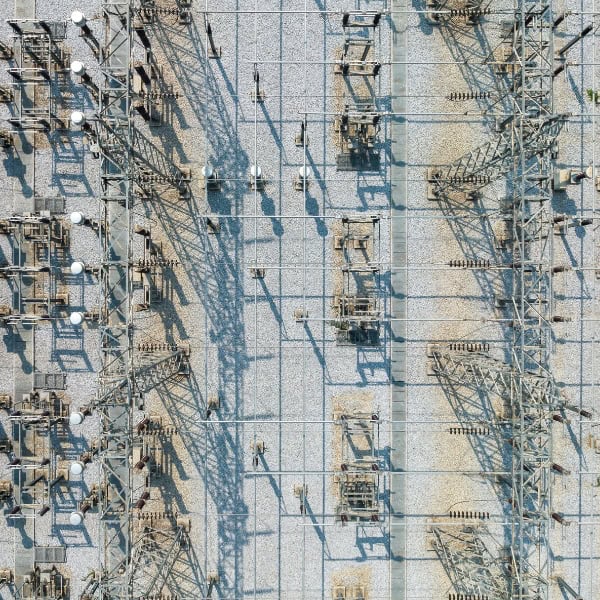 Aerial image over industrial infrastructure
