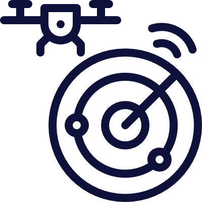 Icon of a drone and radar.